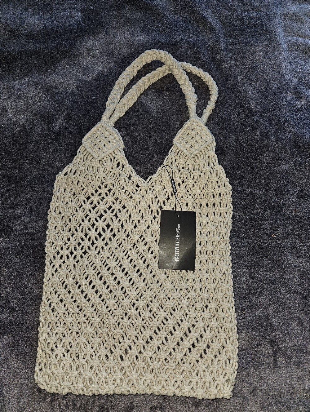PrettyLittleThing Beige Macramé Tote Bag